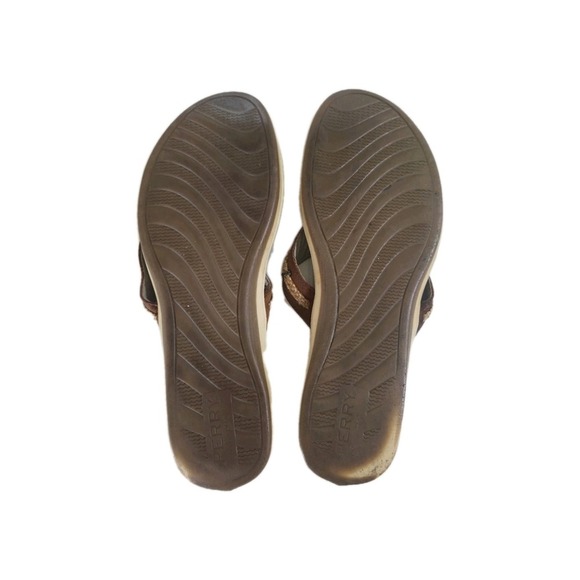 Sperry Top Sider Leather Flip Flop Sandals, Brown, Size 9.5 - Picture 7 of 8